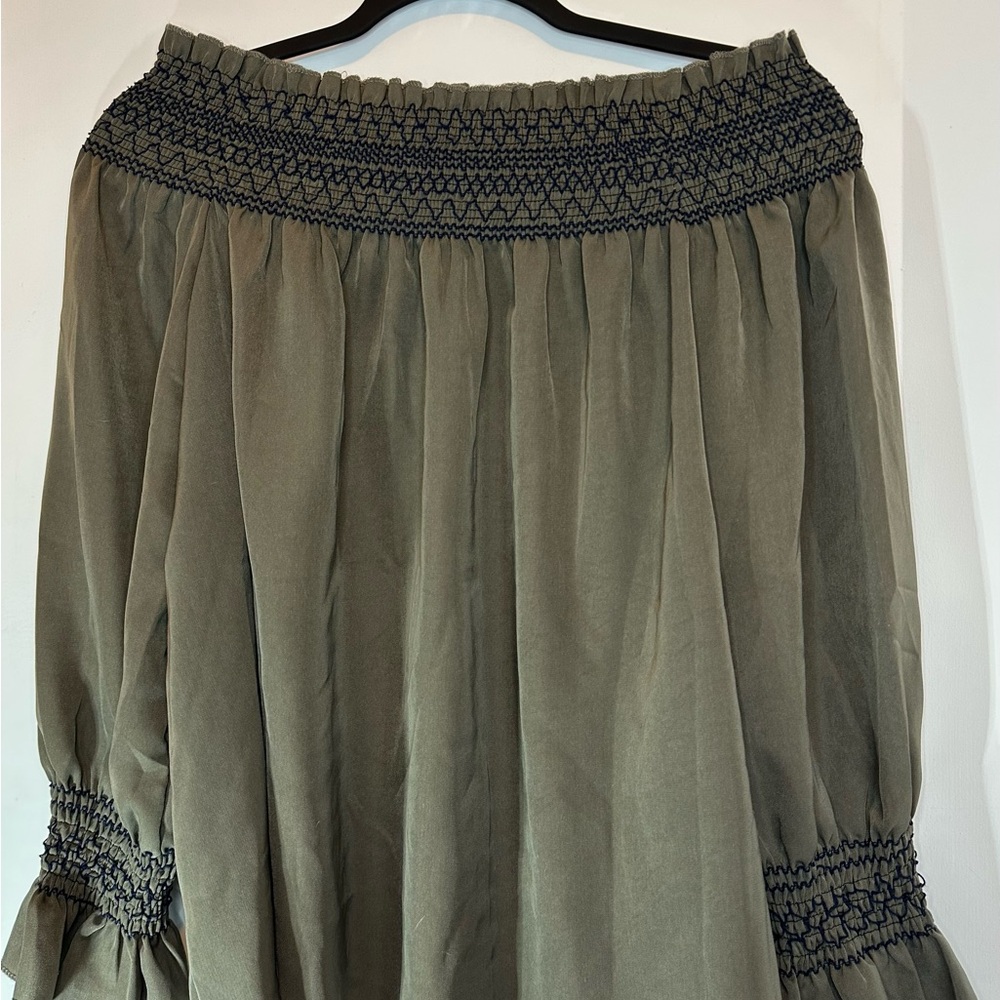 Olive Green Off-Shoulder Shirt